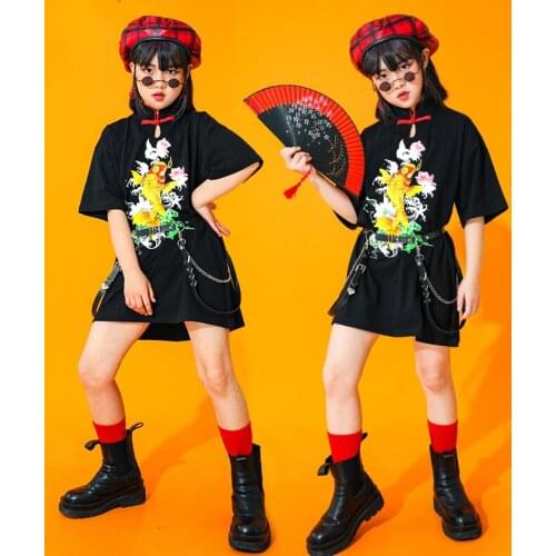 ChildrenS National Tide Chinese Style Hip-Hop Dance Clothes Girls Jazz Dance Catwalk Stage Costumes Festival Outfits DQS7410