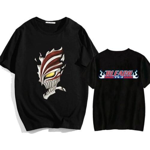 Anime Bleach T Shirt Short Sleeve Cool Mask Graphic Print T-shirt Summer Vintage Chic Streetwear Men Causal Sweatshirt