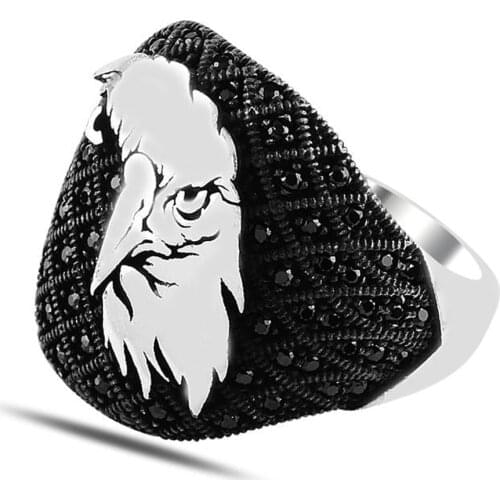 Guaranteed High-quality 925 Sterling Silver Falcon ring Jewelry Made in Turkey in a luxurious way for men with gift