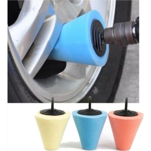 Auto Wheel Polishing Sponge Used for Electric Drill 3inch/ 4inch Burnishing Ball Polishing Cone Car Hub Buffing Sponge