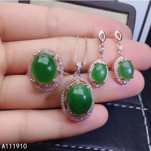 KJJEAXCMY fine jewelry 925 sterling silver inlaid Natural jasper classic Necklace Ring Earring Suit Support detection popular