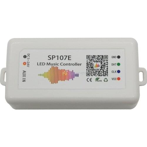 SP107E Pixel IC Music LED Controller WIFI Bluetooth by Phone APP For WS2812 SK6812 SK9822 RGBW APA102 LPD8806 Strip DC5-24V