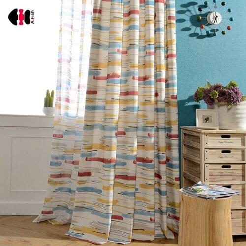 Brief Simple Modern Curtains Polyester Linen Hotel Cafe Bedroom Living Room French Window Treatment Blinds wp091C