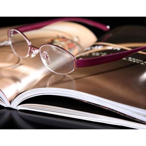 Leesbril = Shuai Di Semi-rim Tr90 Leg Hd Anti-fatigue Coated Lenses Fashion Women Reading Glasses +0.5 +0.75 +1 +1.25 To +6