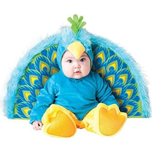 Baby Boys Girls Peacock Bird Cartoon Animals Cosplay Costumes Kid Christmas Halloween Jumpsuit Newborn Infant Photography Prop