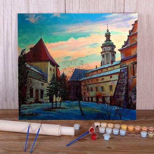 Landscape Lviv DIY Painting By Numbers Complete Kit Oil Paints 50*70 Oil Painting Home Decor For Handicraft
