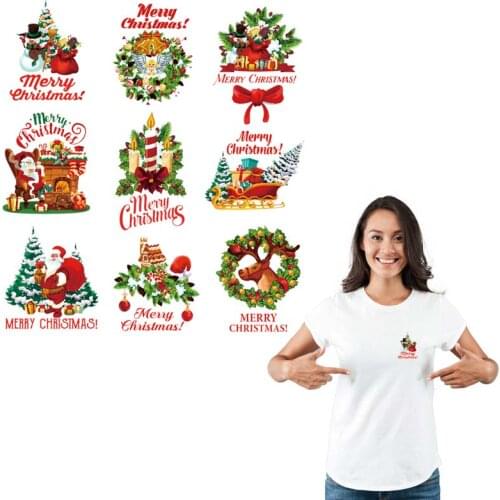 Patches For Backpack Shirt Christmas Elements Heat Transfer Clothes Fashion Stickers Iron On Diy Accessory Patch Boy Girl Gift