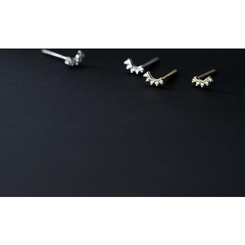 Very Small 3mm*6mm REAL. 925 Sterling Silver Jewelry Prong CZ 4A+ lash eyelash Stud Earrings C-G9774