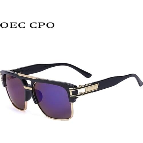 OEC CPO Vintage Square Sunglasses Women Steampunk Fashion Brand Sun Glasses Men Retro Metal Punk Eyeglass Mirror Shades UV400