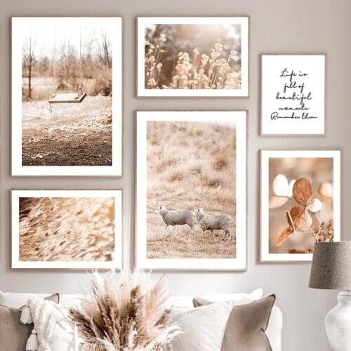 Sheep Bird Reed Flower Dandelion Quotes Wall Art Canvas Painting Nordic Posters And Prints Wall Pictures For Living Room Decor
