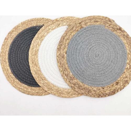Straw Cotton Rope Woven Nordic Style Non-slip Kitchen Placemat Coaster Insulation Pad Dish Coffee Cup Table Mat Home Decor 51013
