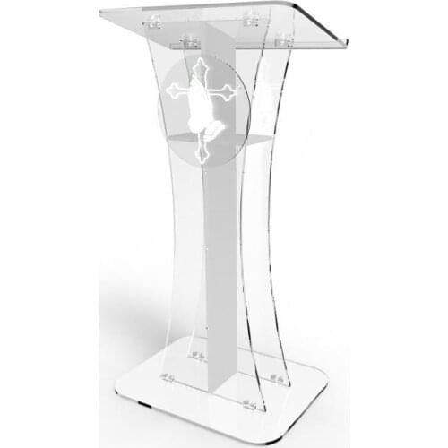 Fixture Displays Podium Clear Ghost Acrylic white Cross With pray hand Easy Assembly Required