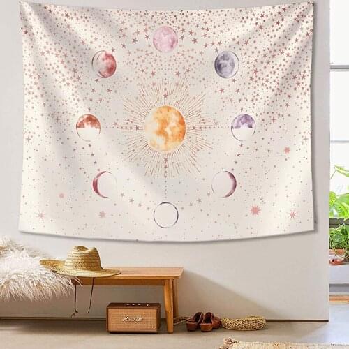 Sun moon star tapestry wall cloth large fabric wall hanging bedroom decoration carpet wall