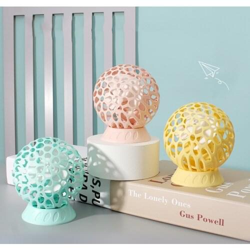 New Mini Fan With LED Night Lights Cute Spherical Portable Handheld USB Rechargeable Silent Fans Desktop Cooling Cooler Kids Gif
