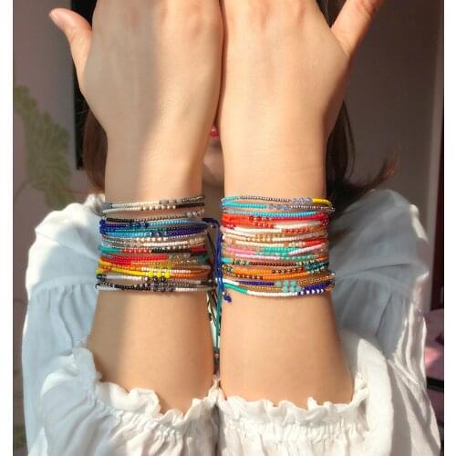 Handmade Bohemian Bead Friendship Bracelet Ethnic Colorful Seed Bead Charm Bracelet For Women Beach Party Gift