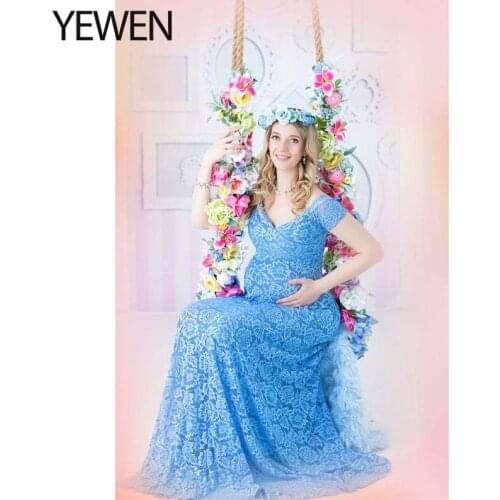 Sexy Lace Maternity Dresses Photography Props Long Fancy Pregnancy Dress Shoulderless Maxi Gown For Pregnant Women Photo Shoots