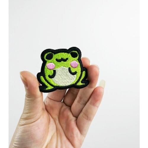 Lovely Little Green Frog Embroidery Patches for Clothing Stickers Iron on Cartoom Patch Hats Jackets Free Shipping Products