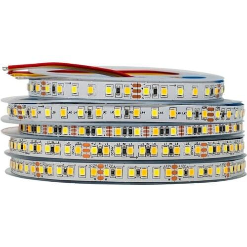5m 2835 CCT LED Strip Light 5V 12V 24V DC Color Temperature Adjustable Flexible LED Tape Ribbon 120 LED/M 180 LEDS/M 5MM 8MM
