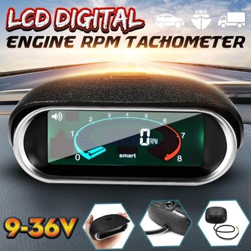 Universal Car 50-9999RPM Tachometer LCD Digital Display Engine Tachometer Boat Truck LCD Screen RPM Meter