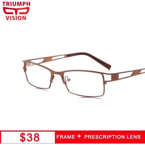 TRIUMPH VISION Small Frame Hollow Design Thin Light Eyeglasses Prescription Glasses Men Myopia Glasses Reading Bifocals Blue Ray