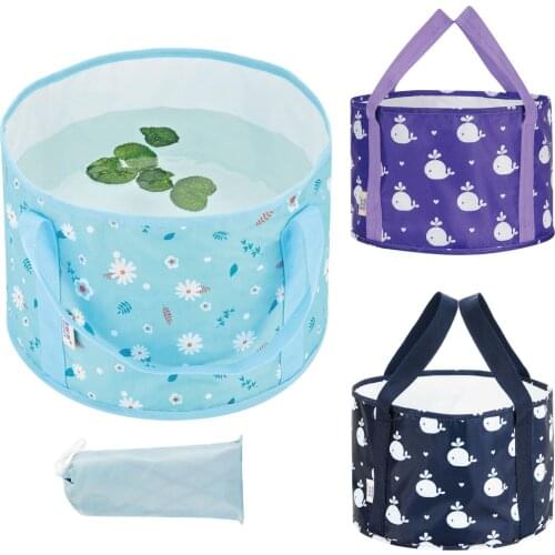 12L Collapsible Bucket Portable Outdoor Camping Fishing Bucket Washing Tools 37x20cm Random Color With Storage Bag