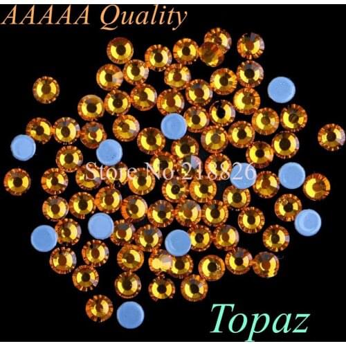 Top Quality! Topaz Hotfix Rhinestones SS6 SS10 SS16 SS20 SS30 Flatback Diamond Hot Fix Strass Crystals With Glue