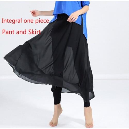 Dance Pantskirt for Ladies Girls Belly Yoga Culottes Chiffon Long Skirt Modal Pants Exercise Pantskirt Ballet Dance Capris XXXL
