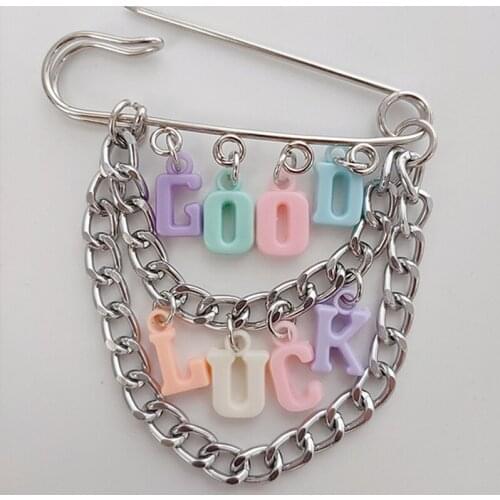 Harajuku Letter Brooch Cool Punk Fashion Charm Creative Colorful Hip Hop Brooch Waist Pin Jewelry For Women Gifts New