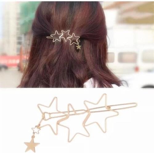 Female Fashionable simple versatile hairpin hollow out star heart pendant women hair clip girls hair accessories