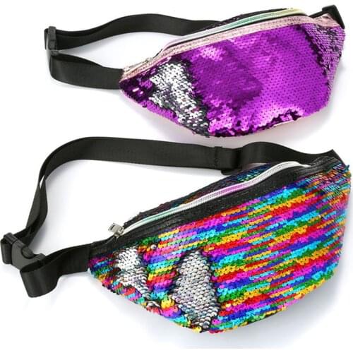 Mermaid Sequins Waist Bag Girls Colorful Fashion Fanny Pack Women Chest/Belt Bag For Teenage Girls Waist Pack Glitte Phone Pouch