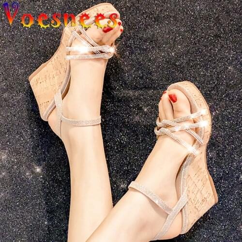 2021 Summer New Fairy Style Wedges Sandals Sweet Scrub Chain One Word Buckle Strap Platform High Heels Peep Toe Roman Women Shoe