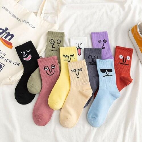 Hot Cartoon Candy Smile Expression New Style Spring Summer Kawaii Socks Women Korean Tide Cotton Short Cute Pattern Socks Female