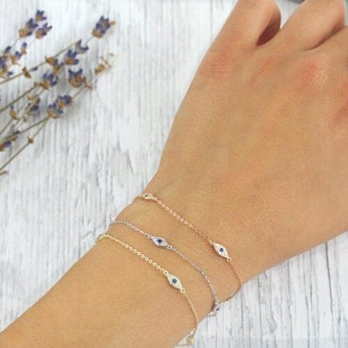 Authentic evil eye bracelet Sterling Silver women And Girl charms Link chain Bracelet For Russia style 16+5cm size