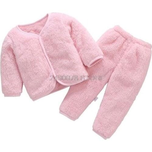 2020 Newborn Winter Coat +Pants Clothes Baby girl Soft Warm jacket Childrens Flannel Clothing Set jacket for girls