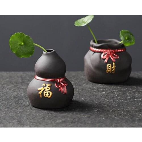 1 PCS Creativity Purple Clay Fingertip Tea pet Mini Ornament desktop Art flower vases Tea table Accessories Handmade Crafts