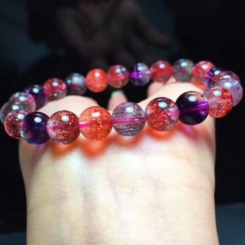 100% Natural Lepidocrocite Quartz Women Reiki Stretch Super 7 Seven Melody Stone Round Beads Bracelets 8.5mm Certificate AAAAAA