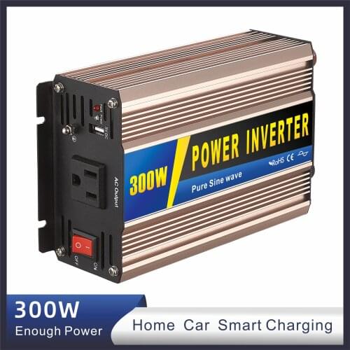 300W Sine Wave Inverter Converter Peak 600W 12v/24V/48V 220v Car Power Inverter Multiple Protection 2 Years Warranty