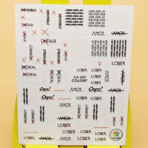 3D Stickers for Nails Black White Letter Line Design Nails Art Decoration Manicure Sticker Decals Slider Nail Foil Accessories