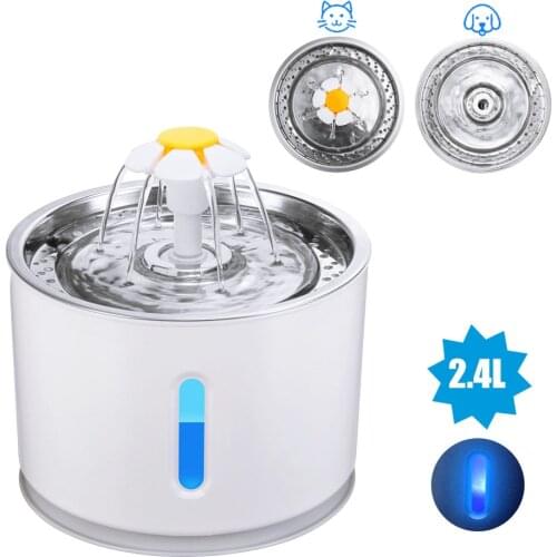 Automatic Cat Water Fountain Pet LED Electric USB Dog Cat Mute Drinker Feeder Bowl 2.4L Pet Drinking Fountain Dispenser