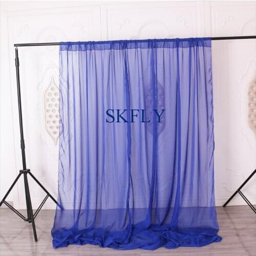 BC002U living room wedding birthday party royal blue soft sheer voile curtain panels photography backdrop with rod pocket