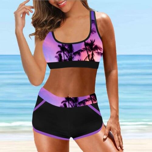 High Waist Print Bikini Women Sexy Swimsuit 2021 Push Up Bathing Suit Bikini Set Plus Size Beach Swimming Suit Biquini Wholesale