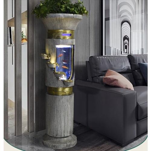 Goldfish bowl living room light luxury floor small household creative filter free self circulation water family box round