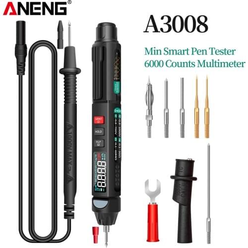 ANENG A3008 Digital Multimeter Auto Intelligent Sensor Pen Tester 6000 Counts NonContact Voltage Meter Professional Multimeter