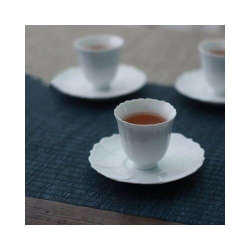 Jingdezhen high body sunflower cup manual white porcelain sample tea cup tea cup of Chinese tea set