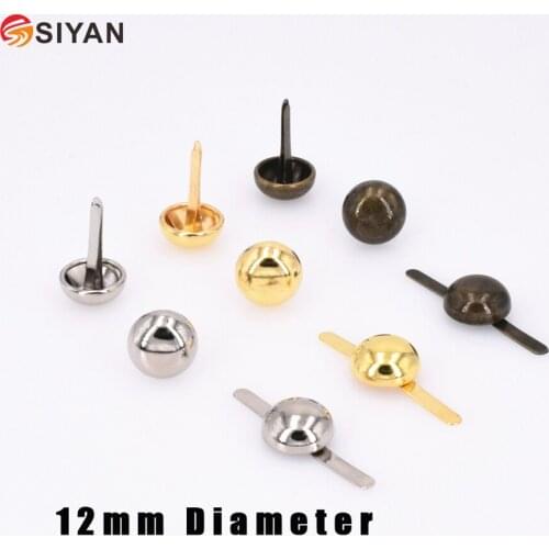 100pcs 12mm Decorative Mushroom Rivets Crafts Round Purse Feet Pierced for Purse Handbag Punk Rock Rivet Bag Leather DIY Crafts