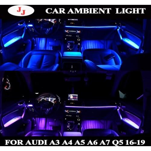 For audi a6 a5 a7 q5 2017 2019 Car Interior Decorative Led Ambient Door Light Stripes Atmosphere Light With RGB Colors 9 Styles