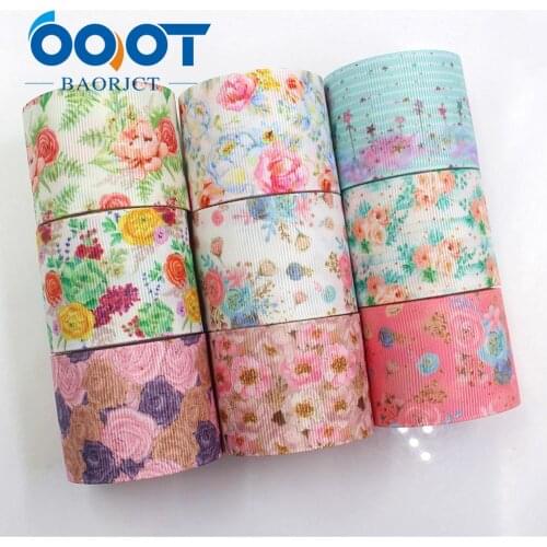 I-19221-382,38mm 1-1/2'' 10yards flower Thermal transfer Printed grosgrain Ribbons,bow cap accessories and decorations
