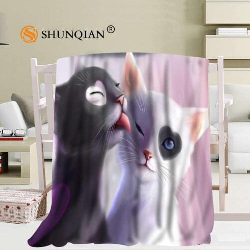 Custom Lovely Cat Animals Blanket Soft DIY Picture Decoration Bedroom Size 56x80Inch,50X60Inch,40X50Inch A7.10
