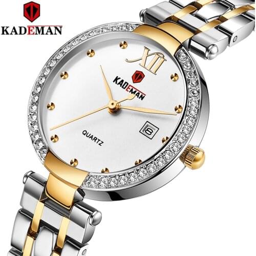 Kademan 2020 Dress Gold Watch Women Crystal Diamond Watches adies Wrist Watches Stainless Steel Silver Clock Women Montre Femme