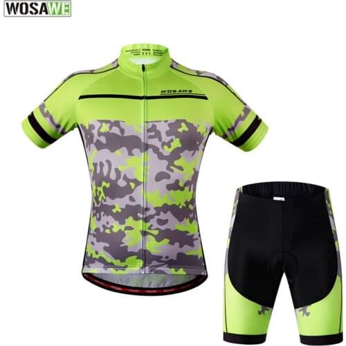 WOSAWE Camouflage Clothing Cycling Jersey Short Sleeve Gel Pad Breathable Ciclismo Maillot Cycling Clothes Set Bike Wear